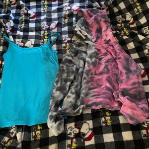 Blue tang top and crop Tie Die hoodie